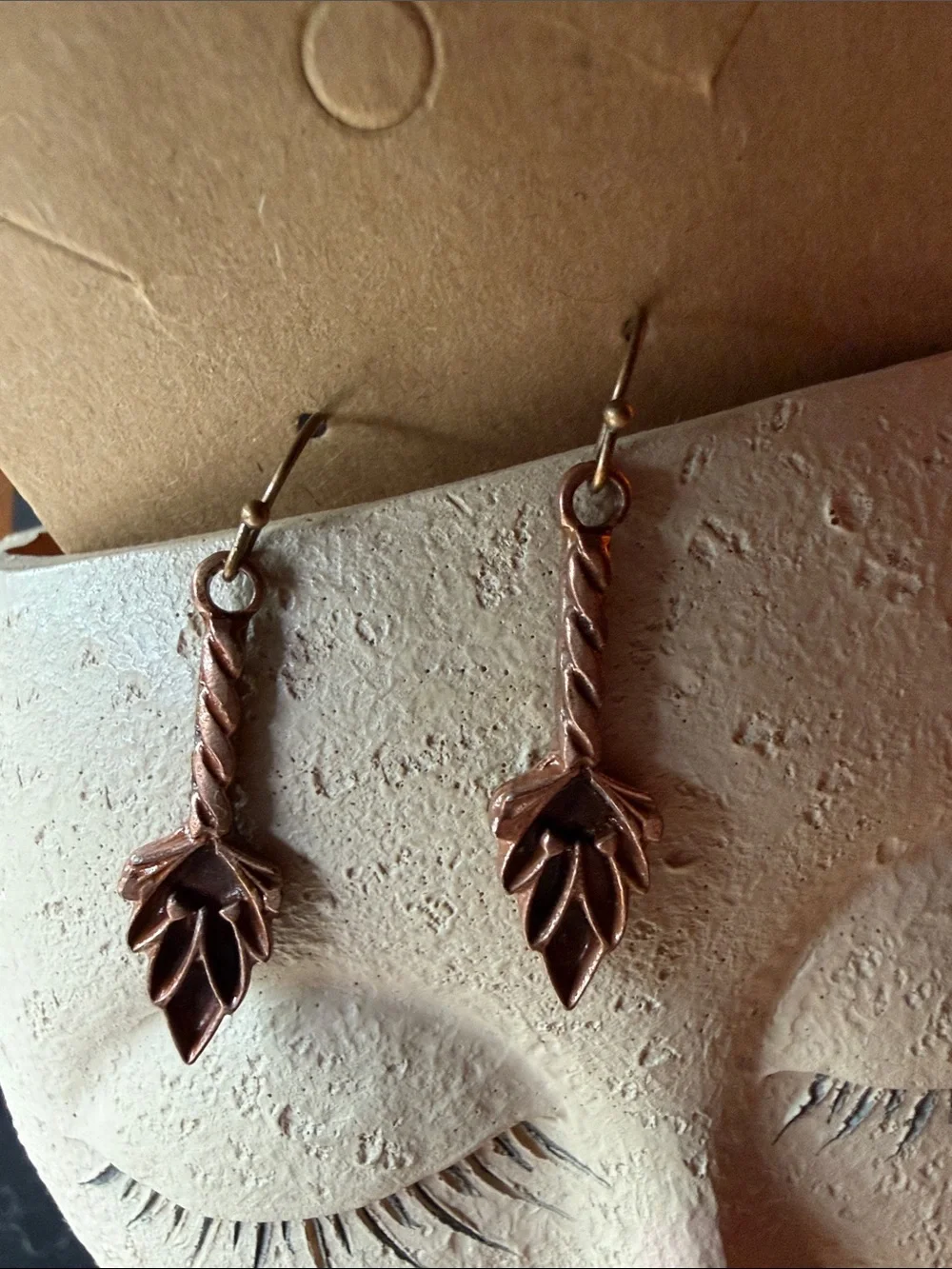 Copper Tone Leaf Drop Earrings - Women Jewelry